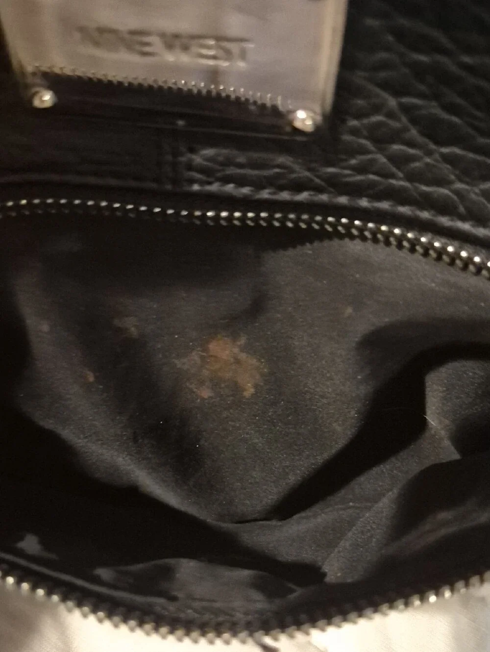 Nine West Black Textured Crossbody Bag with Front Zip